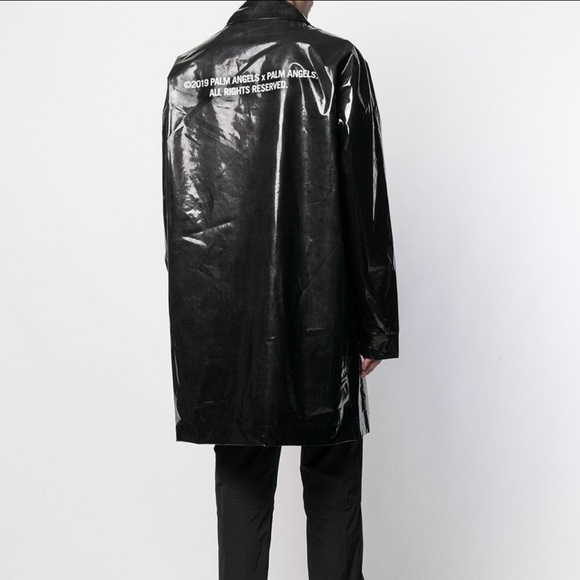 Palm Angels Black waterproof Raincoat 48 S - Picture 2 of 16